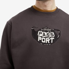 Pass~Port Men's Tea~Pot Embroidery Crew Sweat in Tar