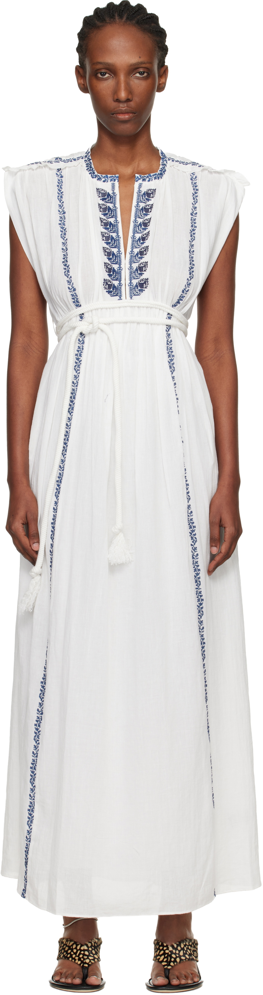 Isabel Marant Etoile White Liviane Summer Embroidered Long Dress