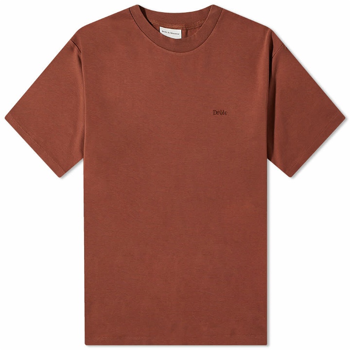 Photo: Drole de Monsieur Men's Drôle de Monsieur Classic Logo T-Shirt in Brown