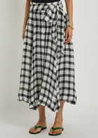 Lisa Marie Fernandez Checked Belted Linen-blend Midi Skirt Beige