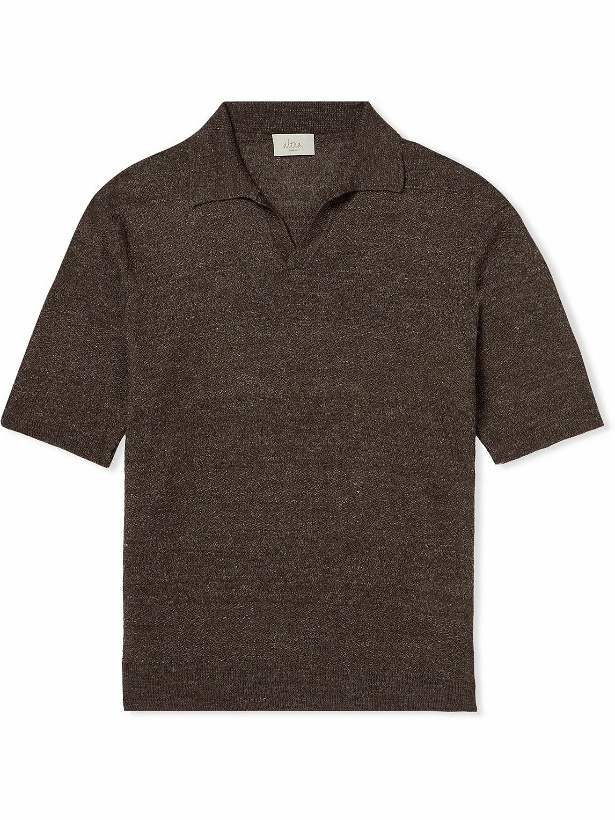 Photo: Altea - Chevron Linen, Lyocell and Cashmere-Blend Polo Shirt - Brown