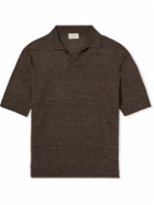 Altea - Chevron Linen, Lyocell and Cashmere-Blend Polo Shirt - Brown