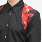 Alexander McQueen Men's Waxed Floral Print Harness Shirt in Black