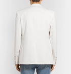 Balmain - White Slim-Fit Double-Breasted Satin-Trimmed Wool Blazer - Men - White