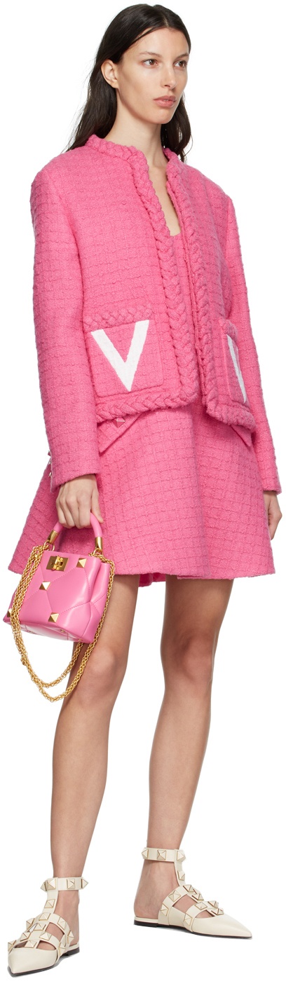 VALENTINO GARAVANI Nappa Small Roman Stud The Handle Bag Flamingo Pink |  FASHIONPHILE