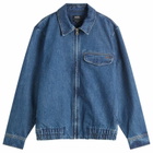 A.P.C. Men's Fabrizio Zipped Denim Jacket in Washed Indigo