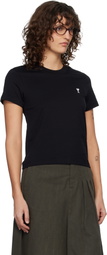 AMI Paris Black Ami de Coeur Cropped T-shirt