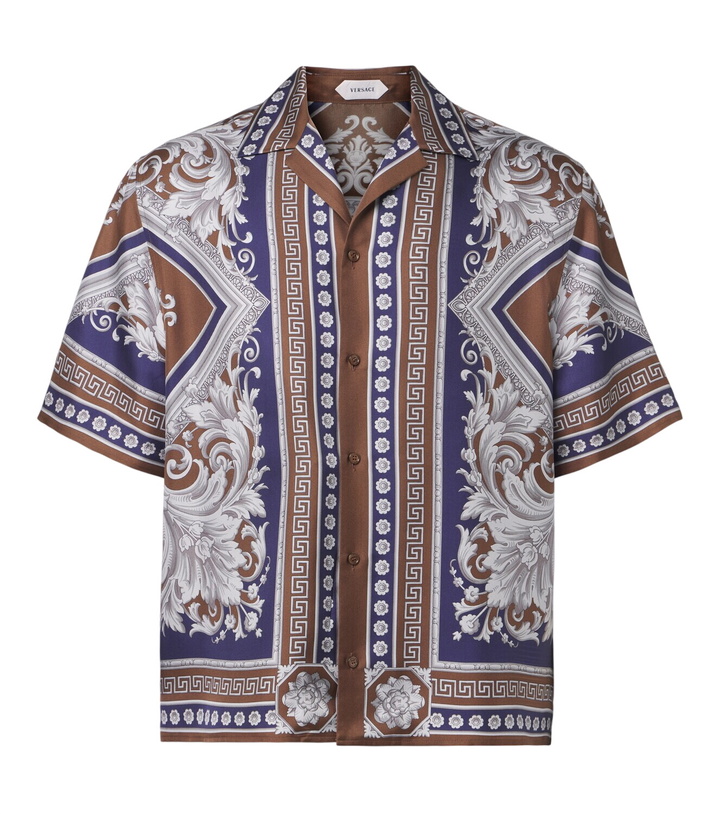 Photo: Versace Neoclassical Barocco silk twill bowling shirt