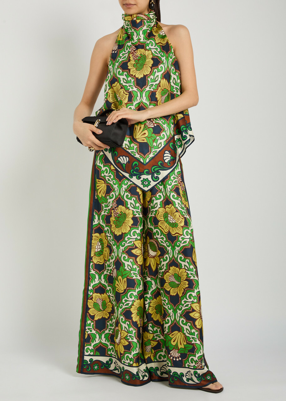 Alemais Liana Printed Wide-leg Silk Trousers Multicoloured