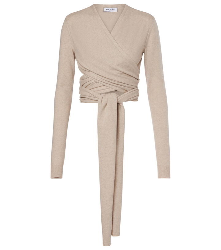 Photo: Alaïa Cashmere and wool-blend wrap top