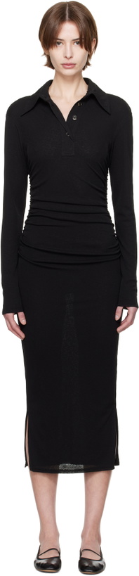 Photo: Nanushka Black Verity Mesh Jersey Shirt Midi Dress