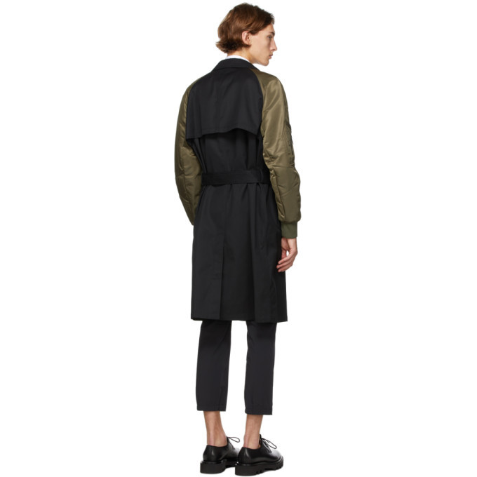 Neil Barrett archive y2k ミリタリー　コート Neil Barrett Black and Khaki Bomber Sleeve Trench Coat Neil Barrett