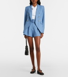 Veronica Beard Piper striped linen-blend shorts