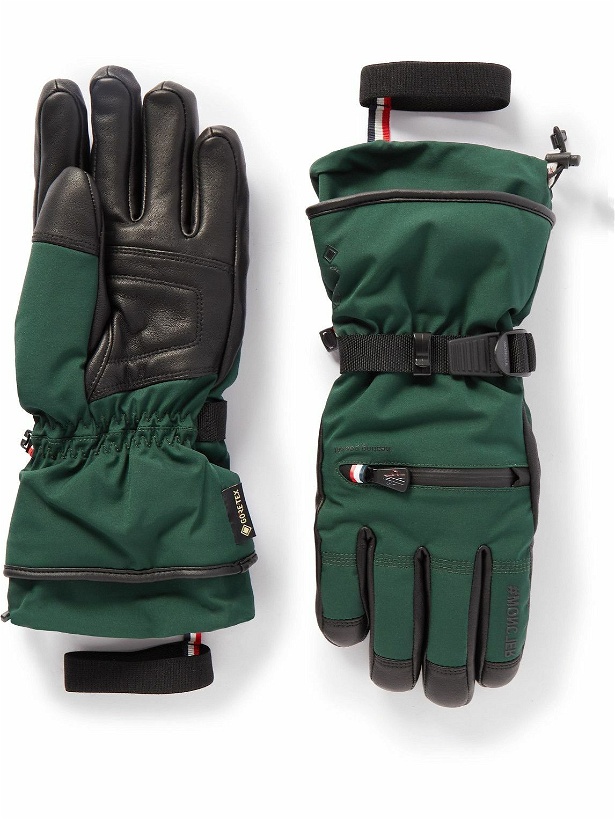 Photo: Moncler Grenoble - Leather-Panelled Ski Gloves - Green