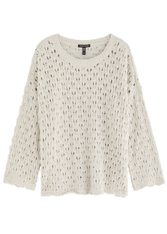 Photo: Eileen Fisher Pointelle-knit Cotton-blend Jumper Off White
