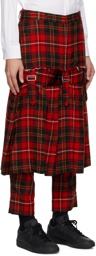 Black Comme des Garçons Red & Black Cutout Midi Skirt
