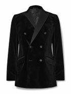 Favourbrook - Slim-Fit Double-Breasted Cotton-Velvet Tuxedo Jacket - Black