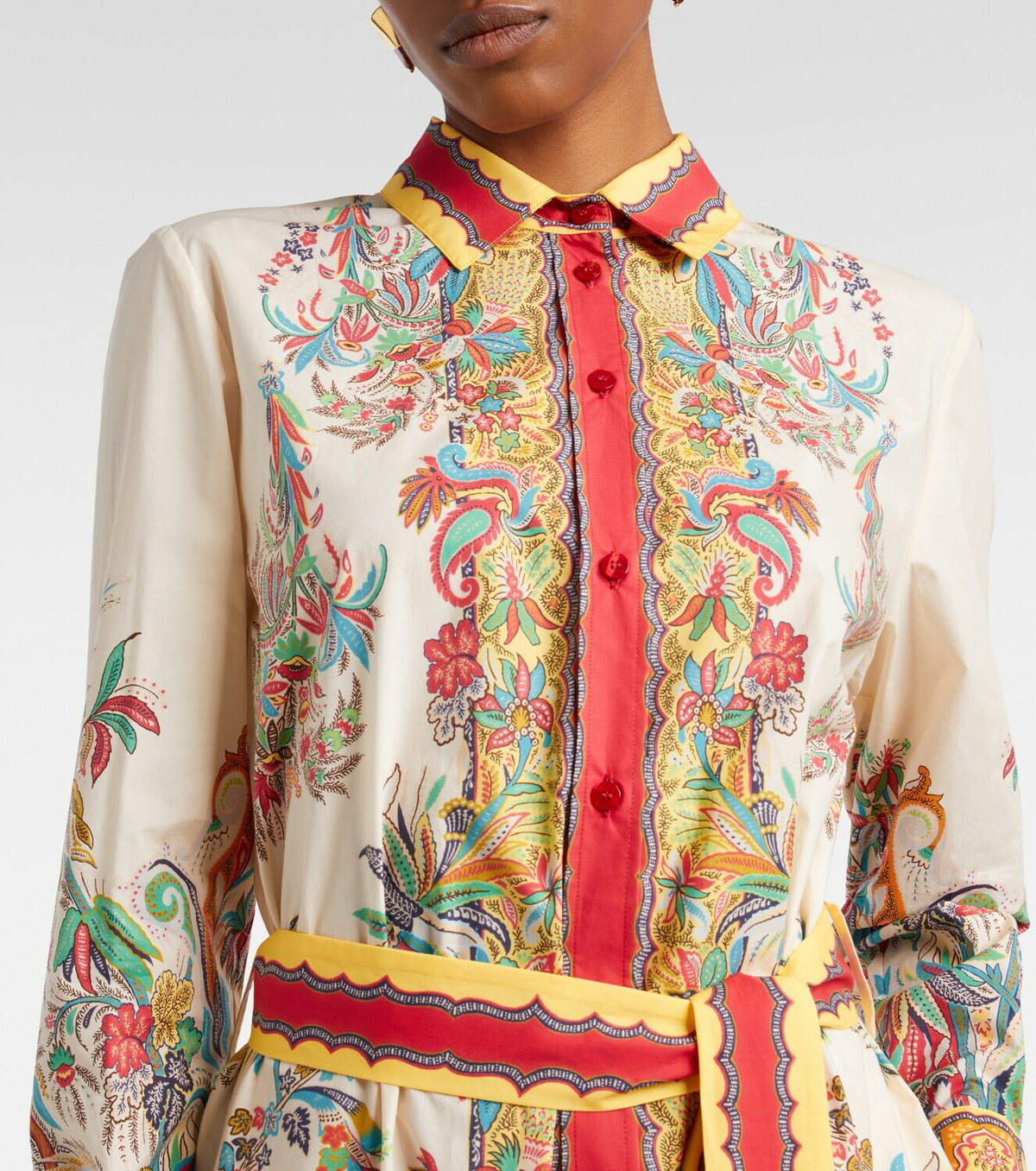 Etro Paisley belted cotton shirt dress