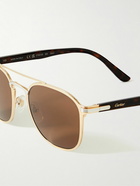 Cartier Eyewear - Aviator-Style Gold-Tone, Silver-Tone and Tortoiseshell Acetate Sunglasses