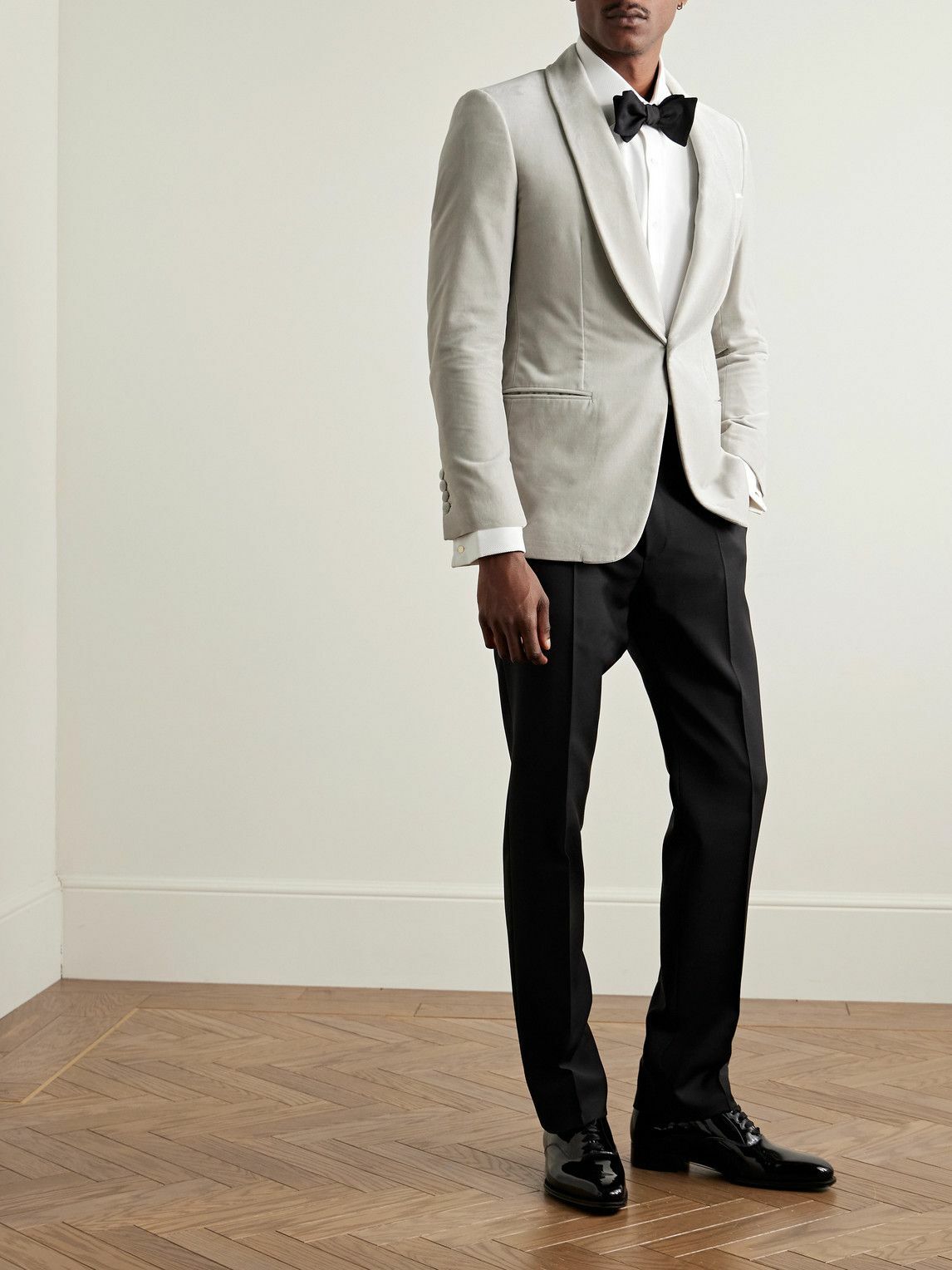 Kingsman - Slim-Fit Shawl-Collar Cotton-Velvet Tuxedo Jacket - Gray