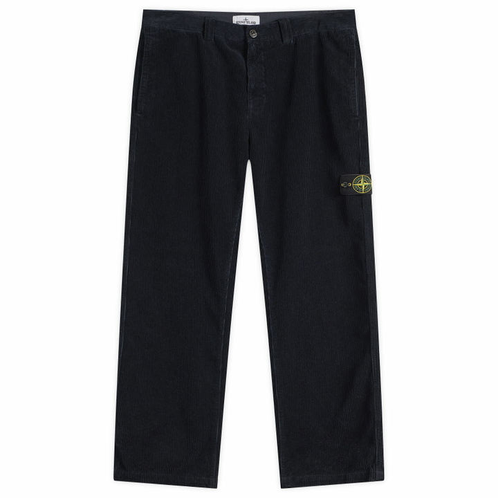 Photo: Stone Island Men's Organic Cotton Corduroy Trousers in Navy Blue
