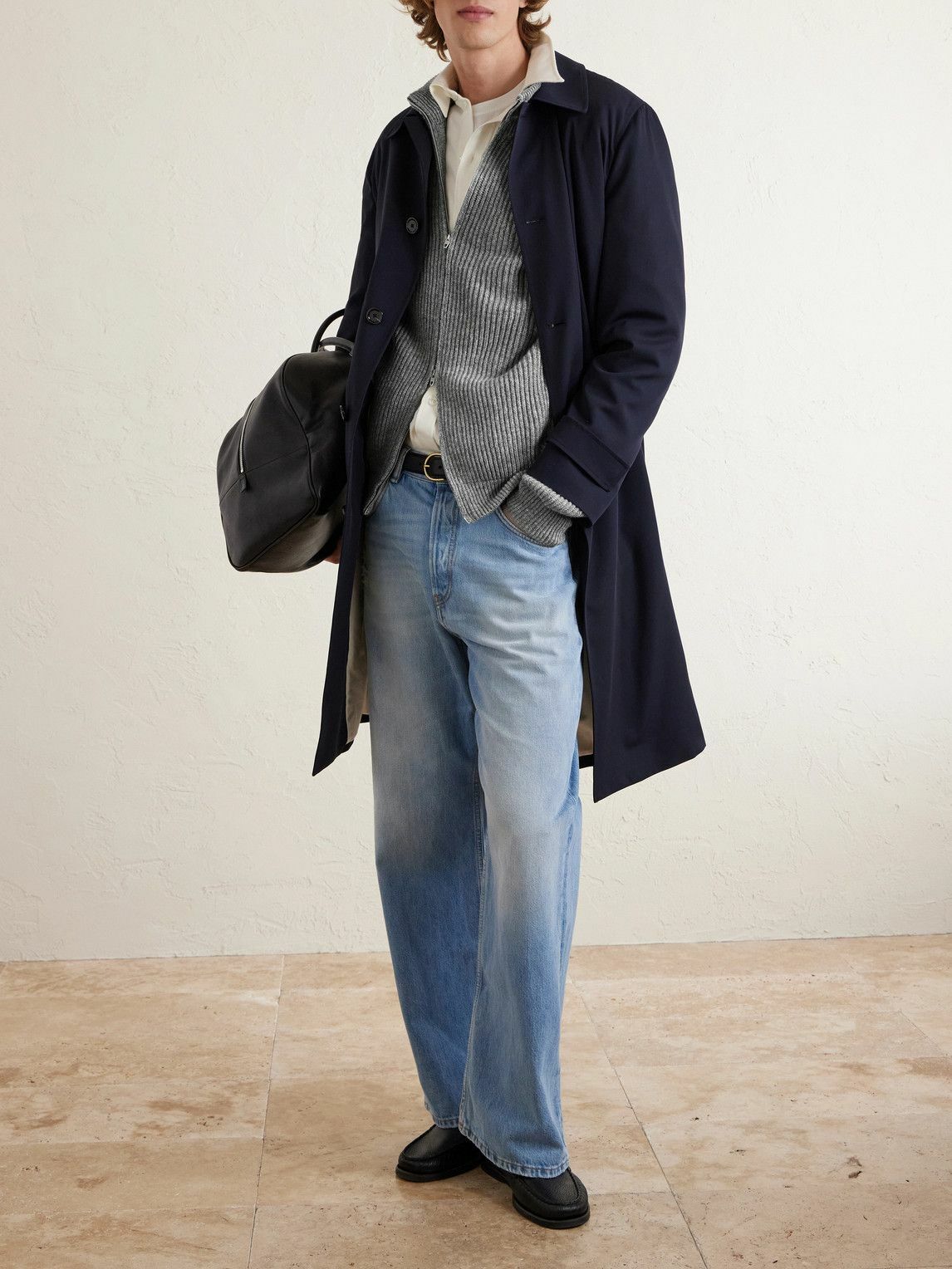 UMIT BENAN - Matt Ribbed Cashmere Zip-Up Cardigan - Gray
