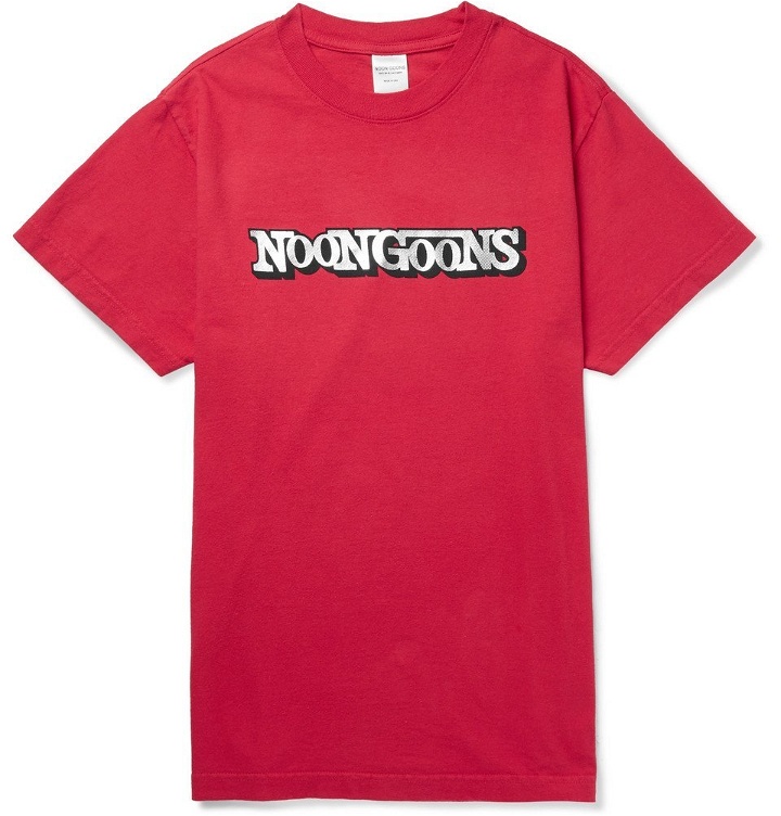 Photo: Noon Goons - Quarter Mile Garment-Dyed Logo-Print Cotton-Jersey T-Shirt - Men - Red