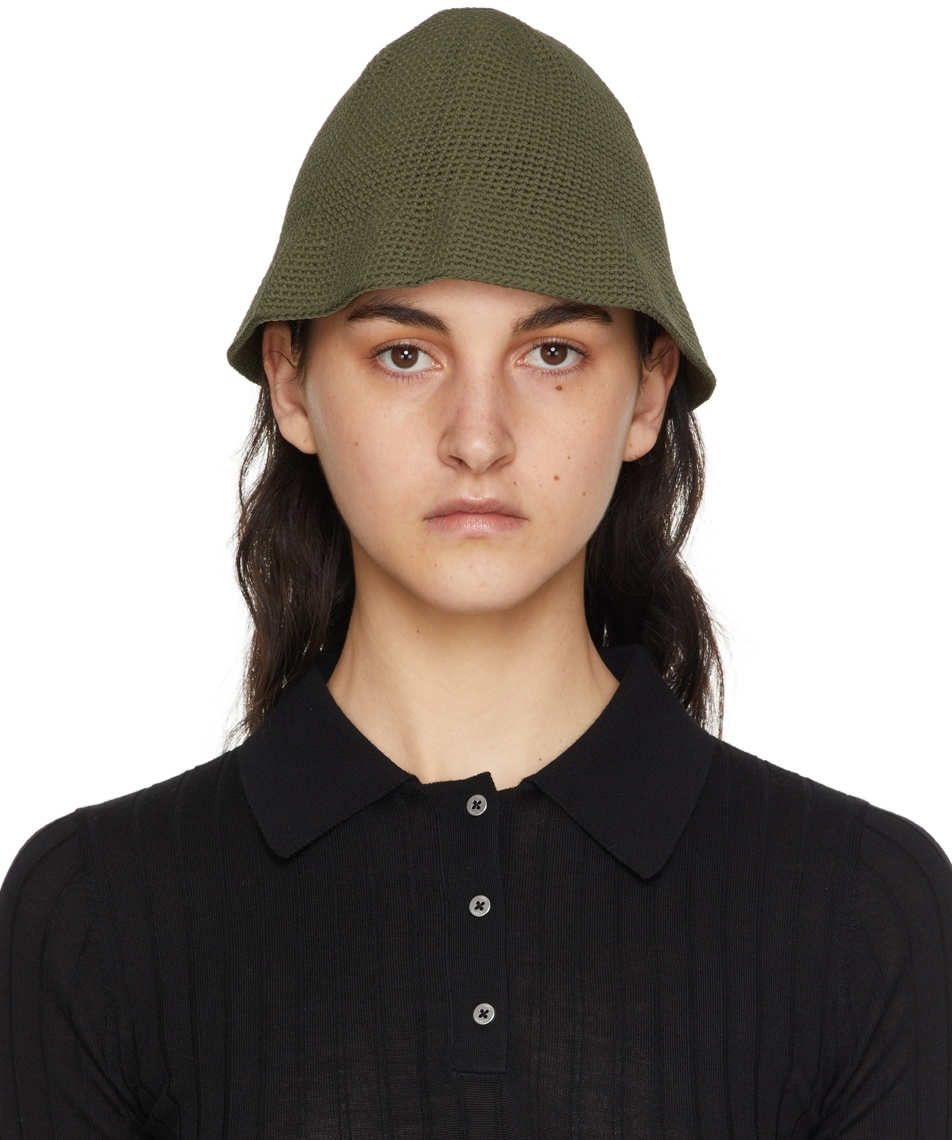 Dion Lee Khaki Crochet Beach Hat
