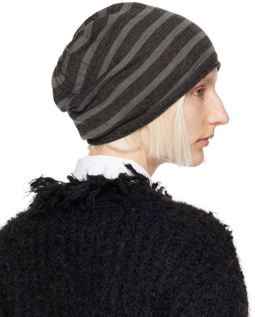 OPEN YY Gray Stripe Slouchy Beanie
