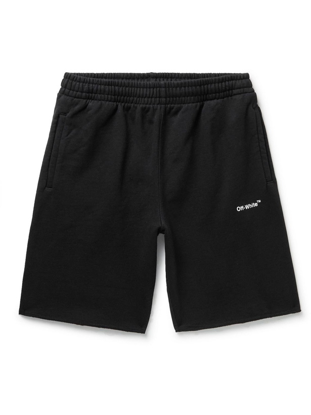 Photo: Off-White - Straight-Leg Logo-Print Cotton-Jersey Shorts - Black