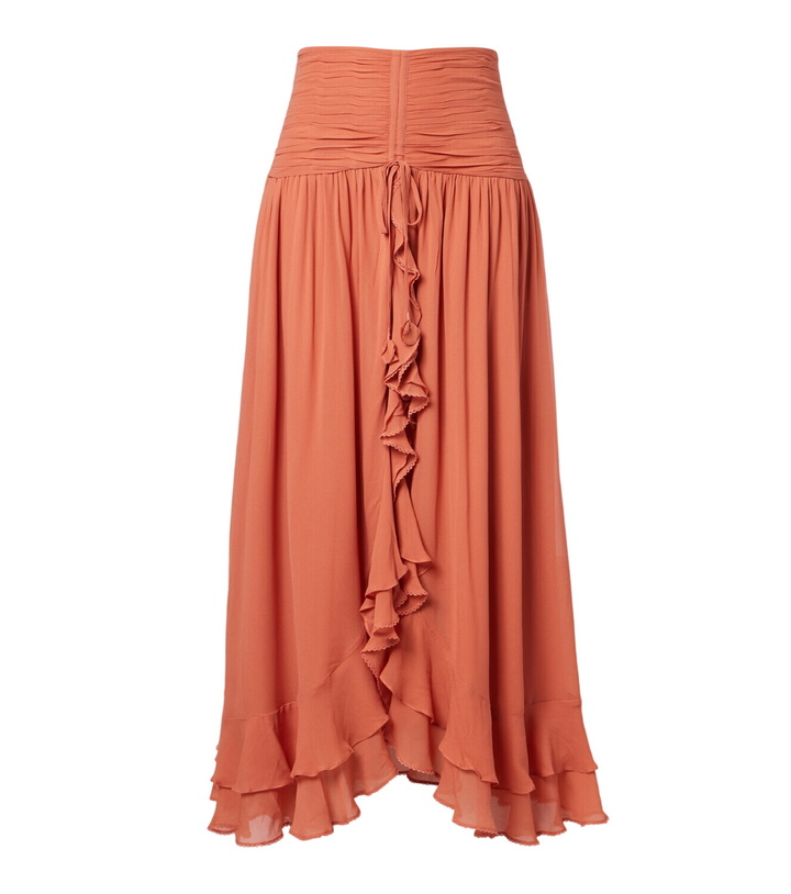 Photo: Poupette St Barth Neree ruched ruffled maxi skirt