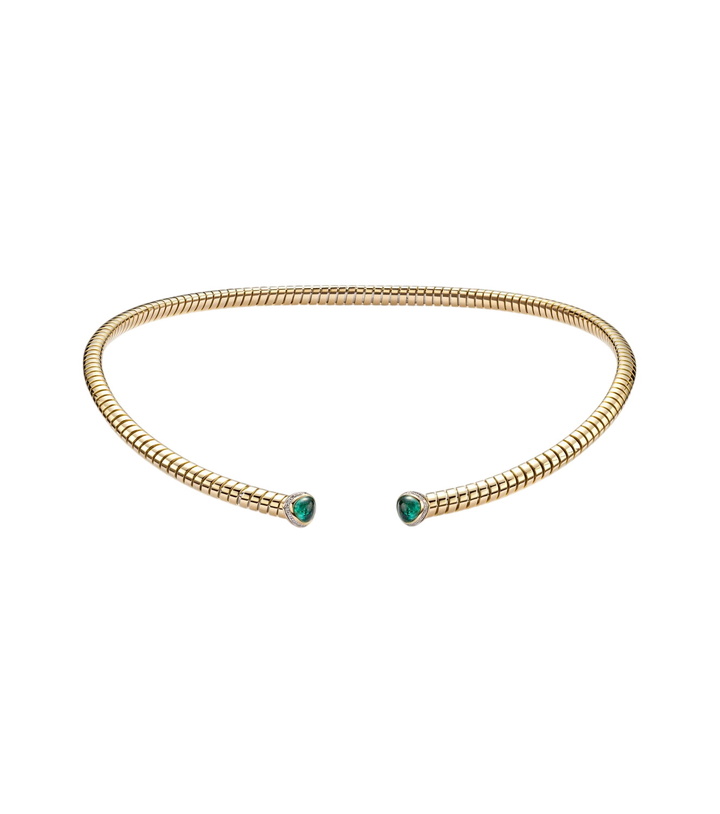 Photo: Marina B 18kt yellow gold necklace with emeralds and diamonds