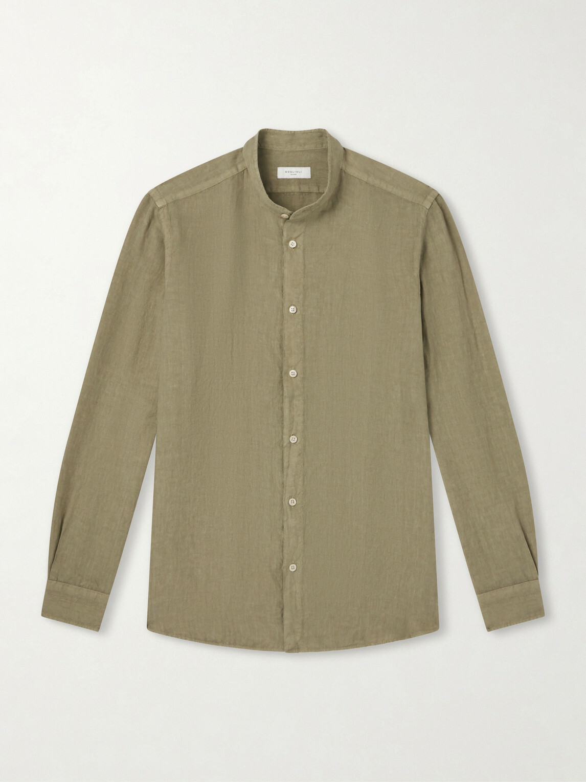 Boglioli - Grandad-Collar Linen Shirt - Green
