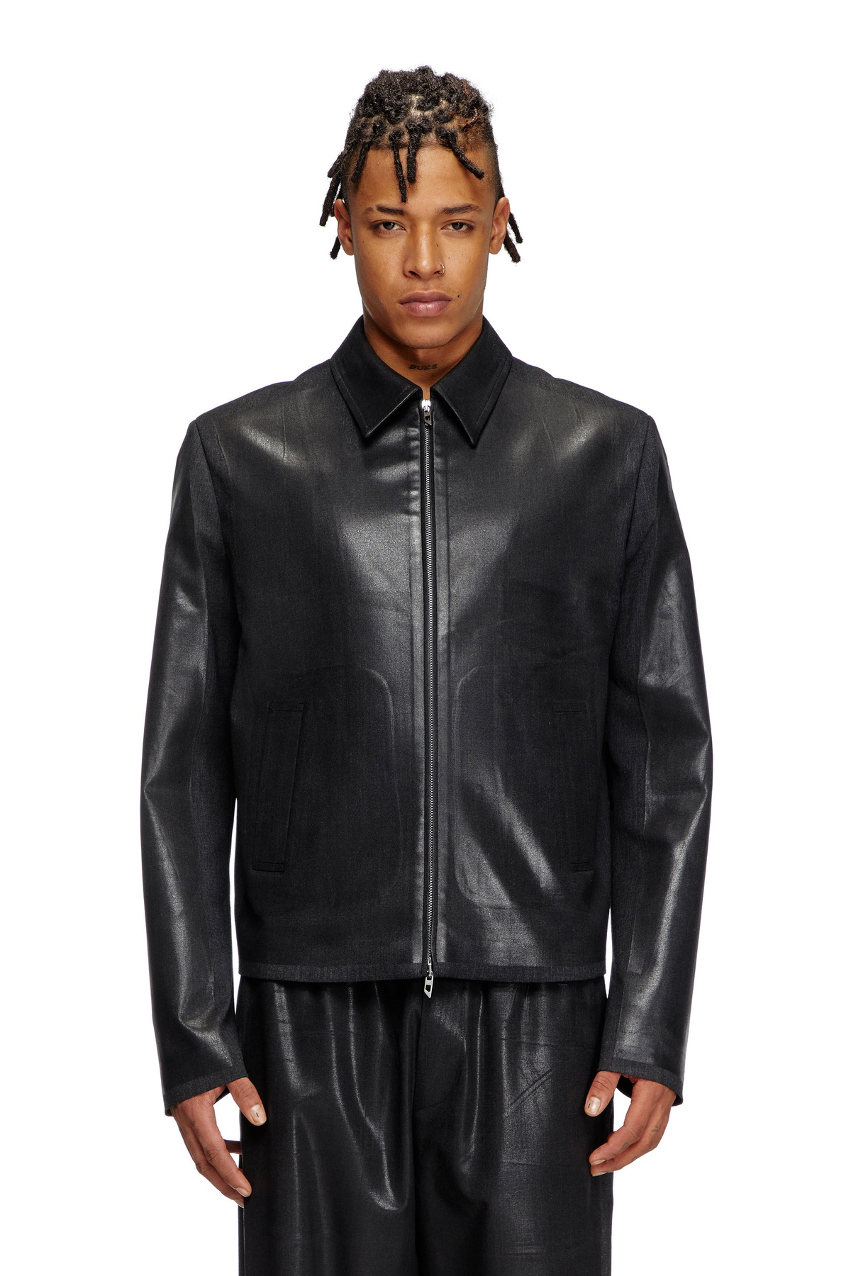 Diesel Coach jacket in coated Cool Wool - Jackets Mens in Black Diesel