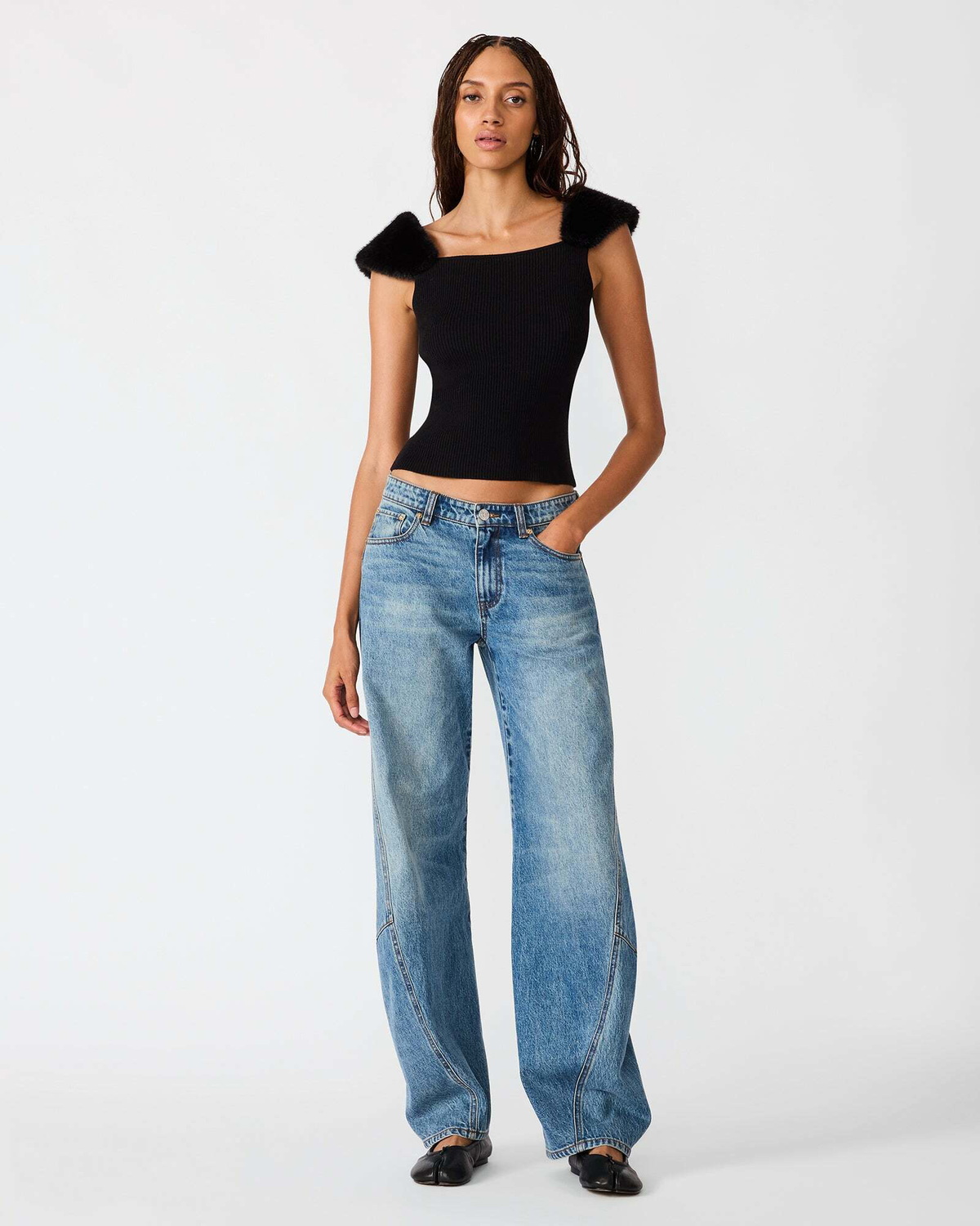 Steve Madden Madelyn Sweater Top in Black