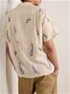 Portuguese Flannel - Camp-Collar Embroidered Linen Shirt - Neutrals
