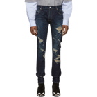 Balmain Blue Slim Cut Ripped Jeans