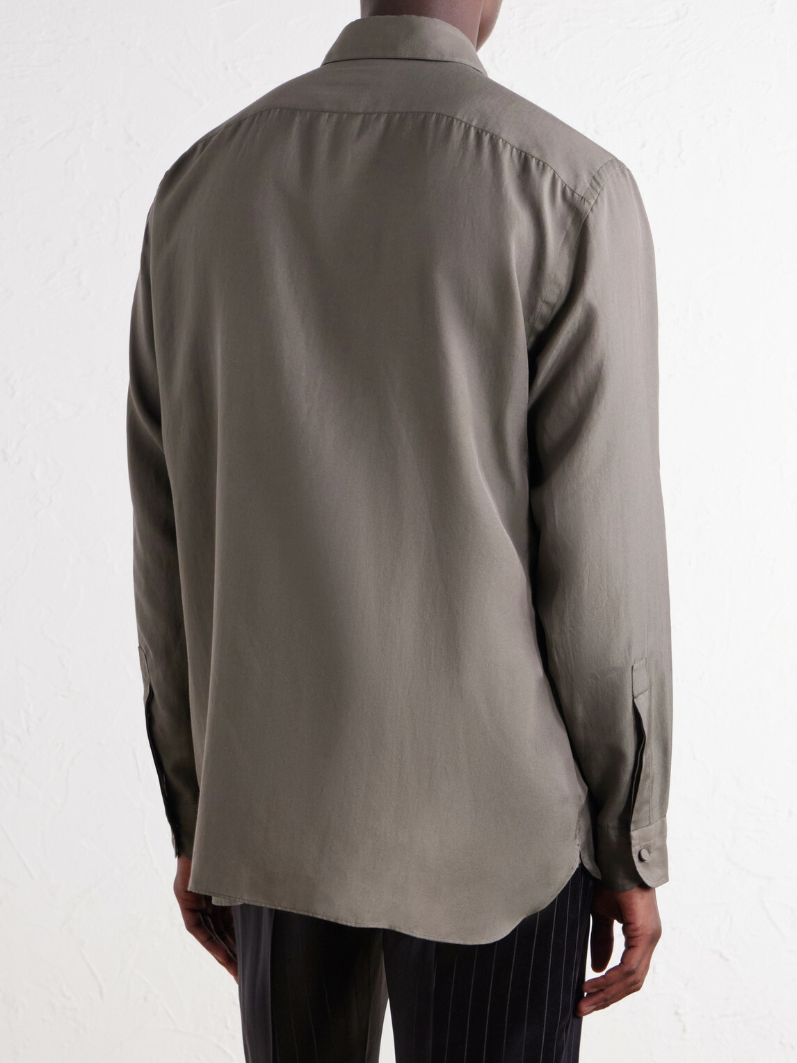 TOM FORD - Cotton and Silk-Blend Twill Shirt - Green