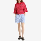 Charles Jeffrey Loverboy Women's Scalloped Boxer Shorts in Blue Stripe Shirting