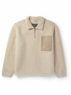 Loro Piana - Suede-Trimmed Cashmere and Silk-Blend Fleece Half-Zip Sweater - Neutrals