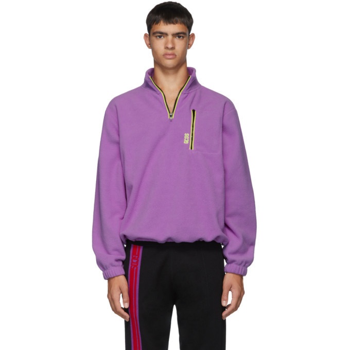 Photo: GCDS Purple Pile Half-Zip Sweater