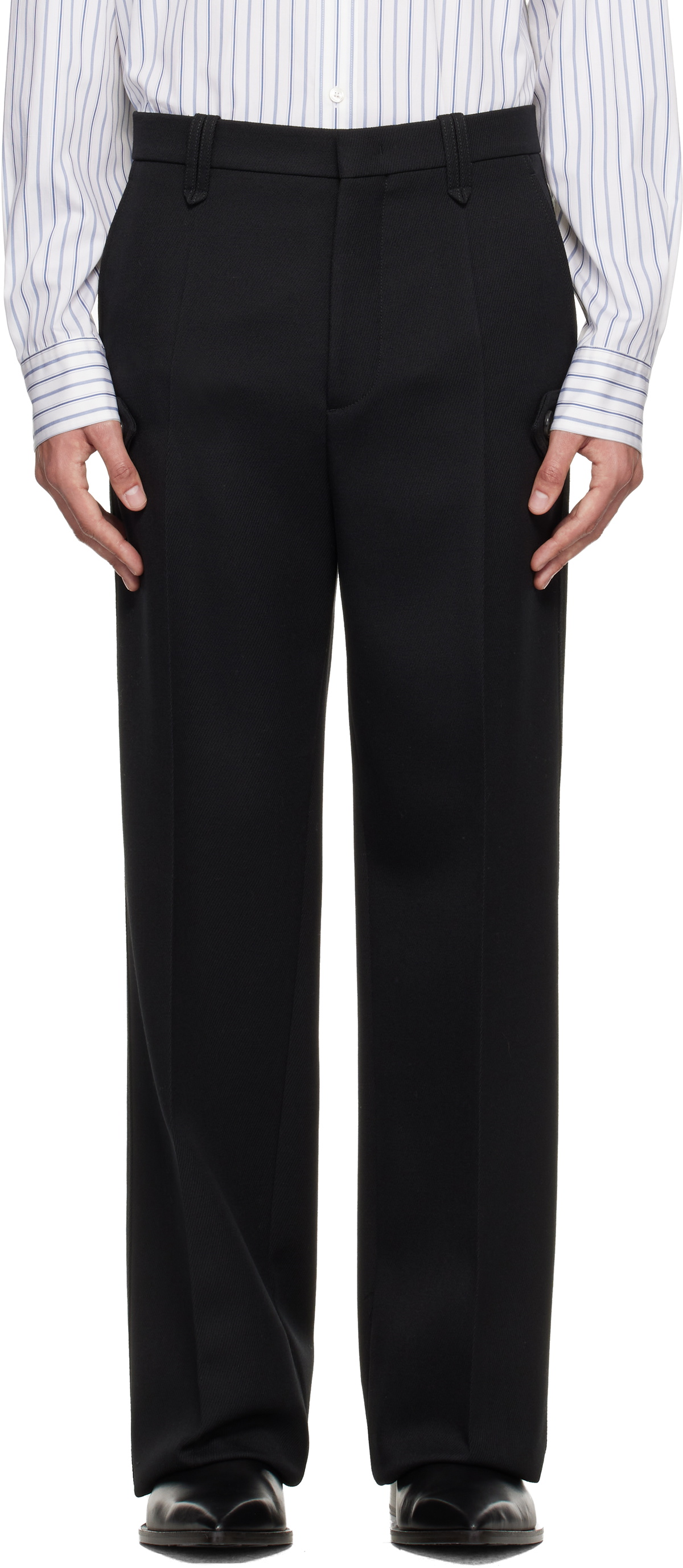 Lanvin Black Light Wool Chino Trousers