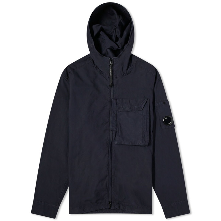 Photo: C.P. Company Men's Ottoman Hooded Shirt in Total Eclipse
