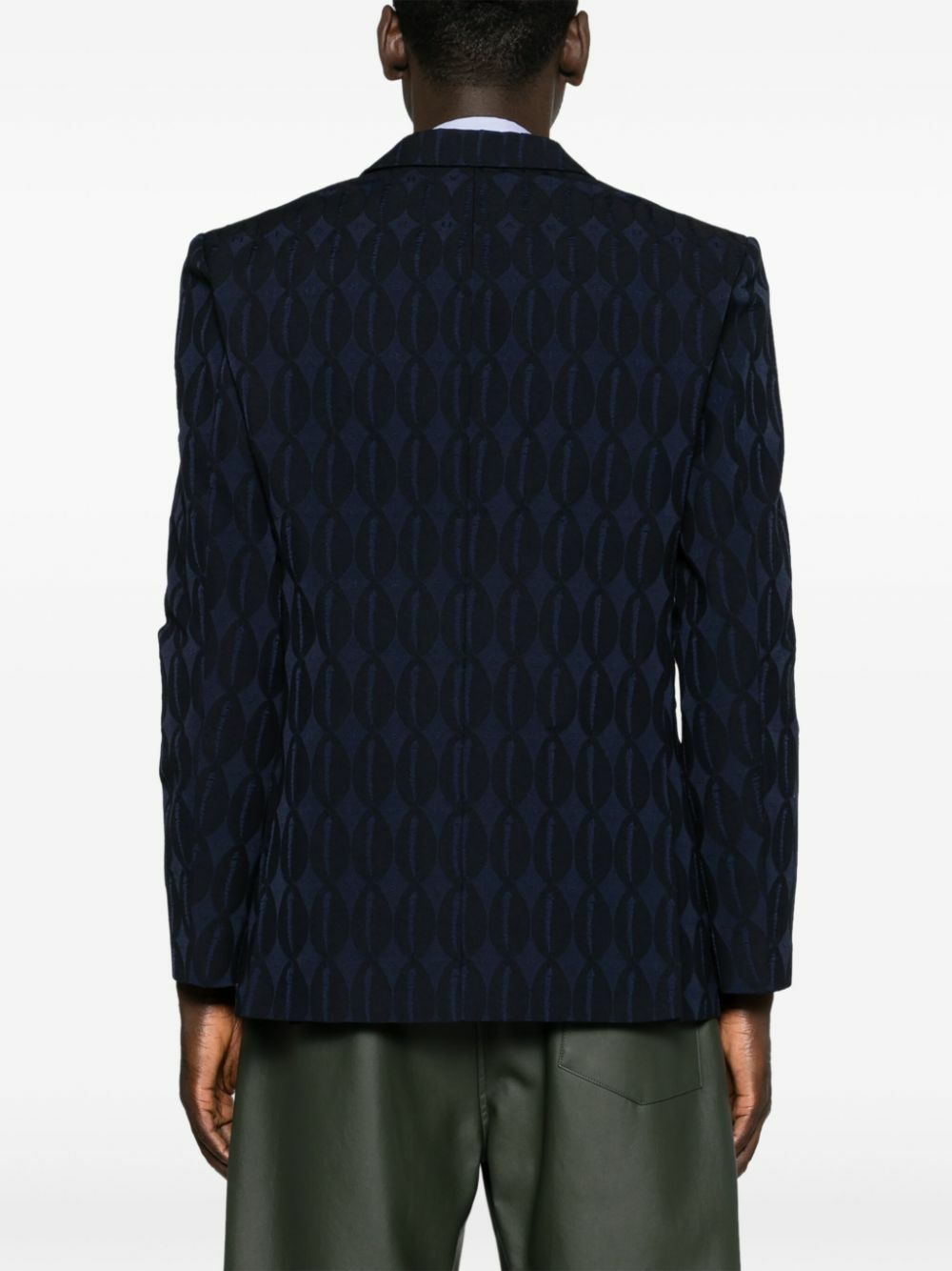 Labrum London Blue Double-Breasted Monogram Blazer
