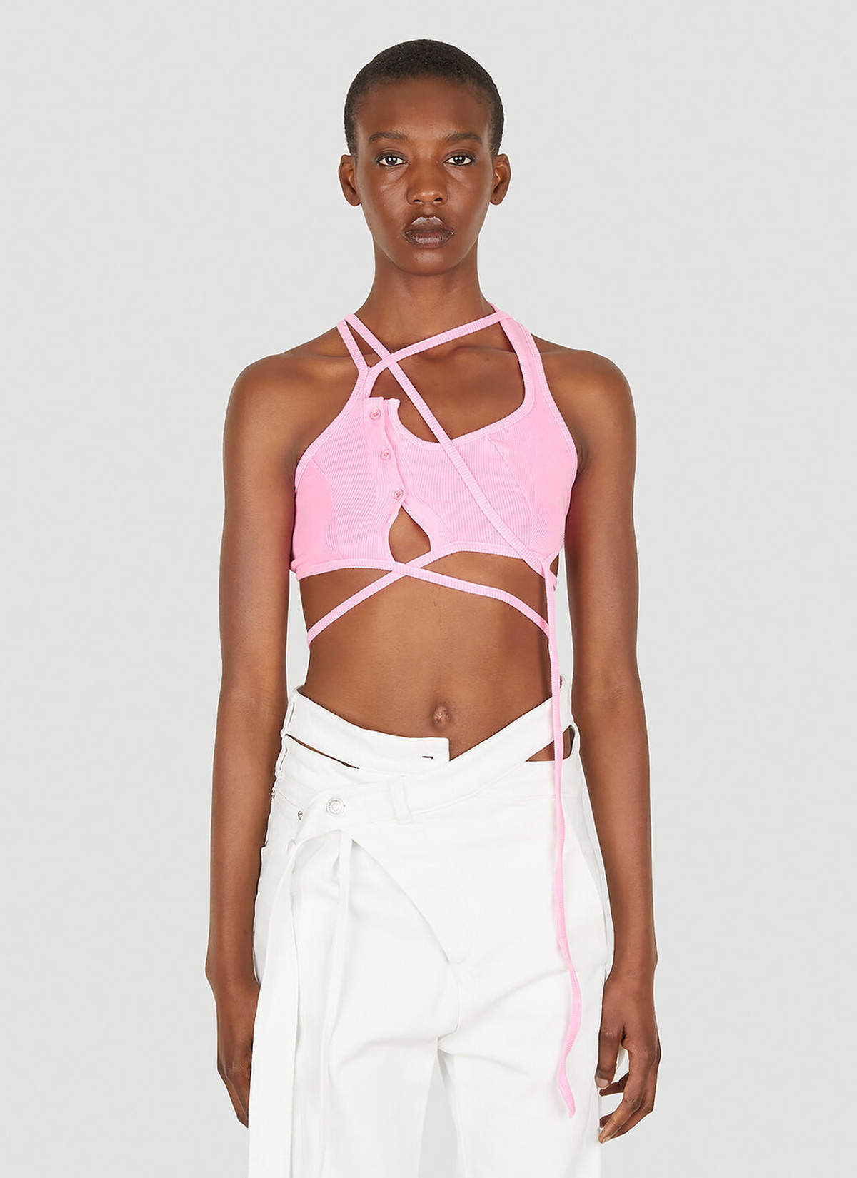 Otto Lounge Button Bra Top in Pink Ottolinger