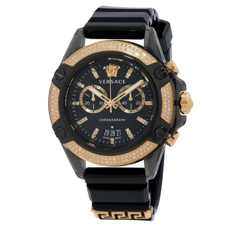 Photo: Versace Icon Active Chronograph Quartz Diamond Black Dial Mens Watch VEZ701723