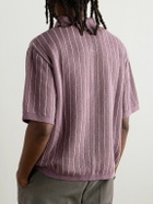 A Kind Of Guise - Mahua Striped Linen and Cotton-Blend Polo Shirt - Purple