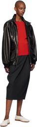 AURALEE Black Heavy Lamb Leather Zip Jacket