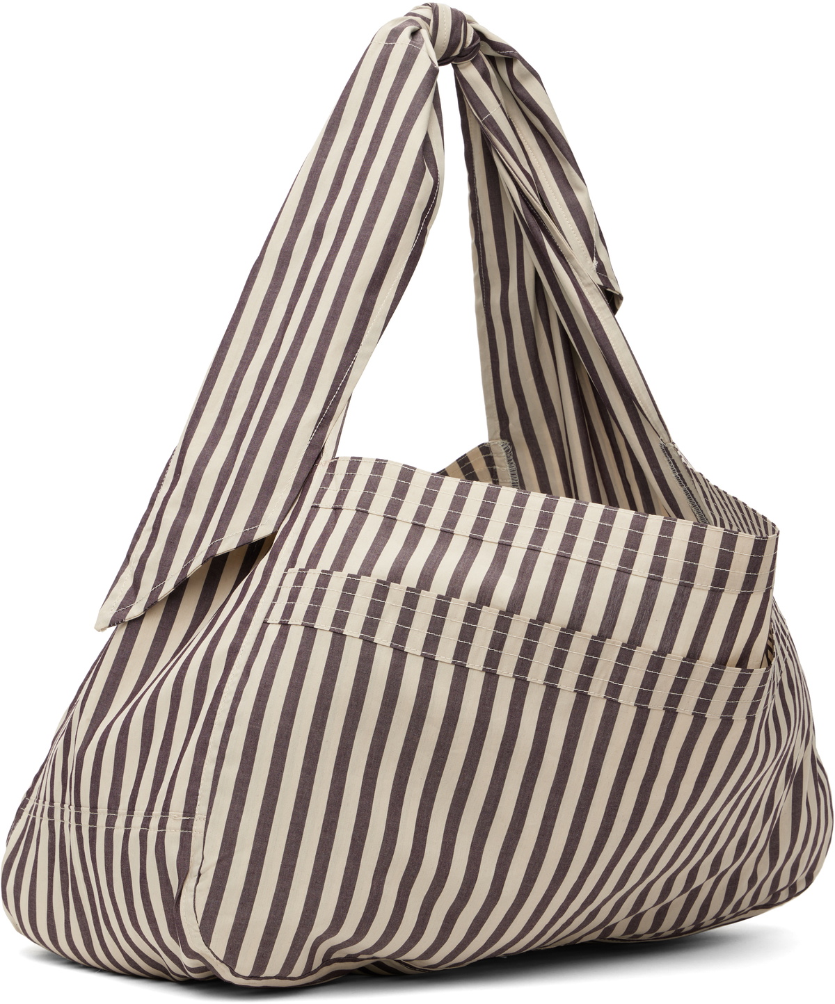 SC103 Taupe & Off-White Cocoon Sac Tote
