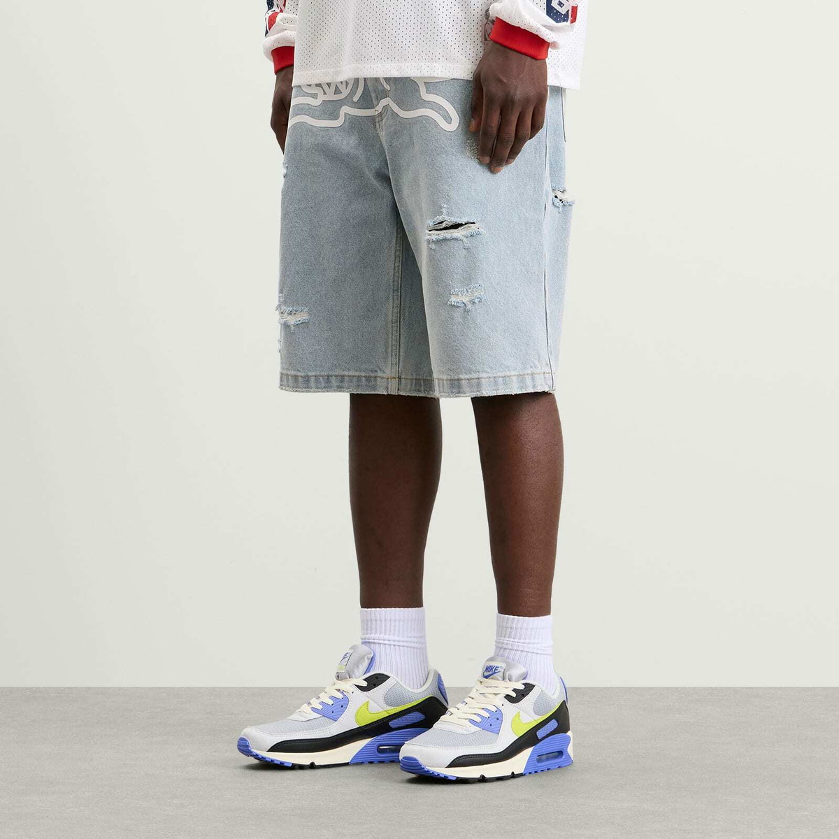 ICECREAM Men's Running Dog Denim Shorts in Heavy Wash Blue